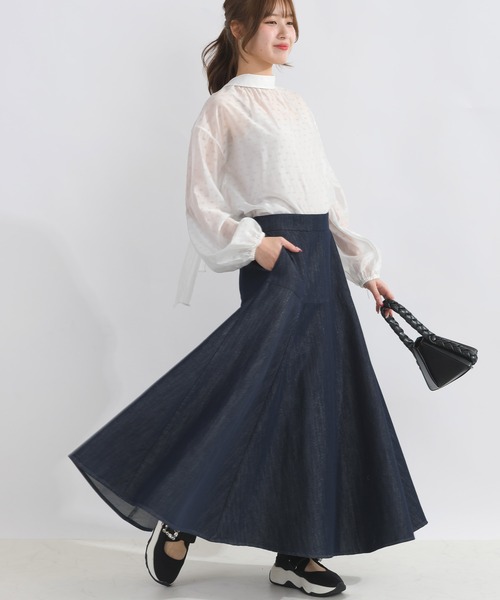 PICCIN(ピッチン)の「2wayシアーリボンブラウス(シャツ/ブラウス・レディース・サックスブルー/ブラック/オフホワイト・M)」の10枚目の写真