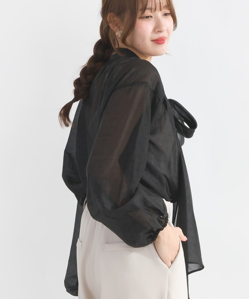 PICCIN(ピッチン)の「2wayシアーリボンブラウス(シャツ/ブラウス・レディース・サックスブルー/ブラック/オフホワイト・M)」の15枚目の写真