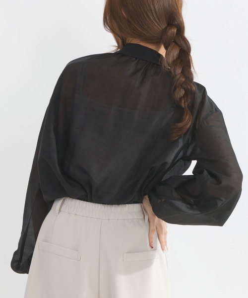 PICCIN(ピッチン)の「2wayシアーリボンブラウス(シャツ/ブラウス・レディース・サックスブルー/ブラック/オフホワイト・M)」の14枚目の写真