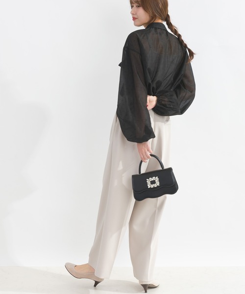 PICCIN(ピッチン)の「2wayシアーリボンブラウス(シャツ/ブラウス・レディース・サックスブルー/ブラック/オフホワイト・M)」の18枚目の写真