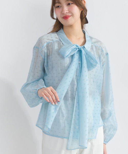 PICCIN(ピッチン)の「2wayシアーリボンブラウス(シャツ/ブラウス・レディース・サックスブルー/ブラック/オフホワイト・M)」の21枚目の写真