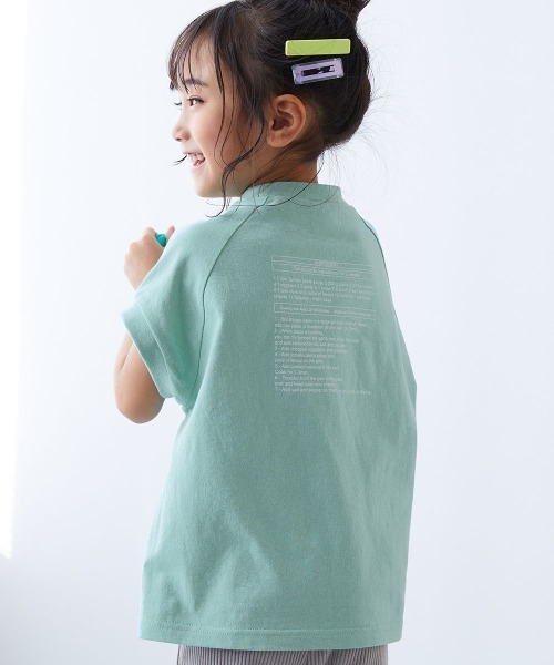 devirock（デビロック）の「綿100％ デビラボ ガールズ フレンチラグラン プリント半袖Tシャツ（Tシャツ/カットソー・キッズ・ホワイト系2/ホワイト系1/ブラック系2/グリーン系1/パープル系2/ブルー系2/ピンク系2/ブルー系1/ピンク系1/グレー系1/ブラック系1/パープル系1・160cm/150cm/140cm/130cm/120cm/110cm/100cm）」の6枚目の写真