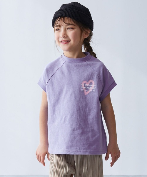 devirock（デビロック）の「綿100％ デビラボ ガールズ フレンチラグラン プリント半袖Tシャツ（Tシャツ/カットソー・キッズ・ホワイト系2/ホワイト系1/ブラック系2/グリーン系1/パープル系2/ブルー系2/ピンク系2/ブルー系1/ピンク系1/グレー系1/ブラック系1/パープル系1・160cm/150cm/140cm/130cm/120cm/110cm/100cm）」の9枚目の写真