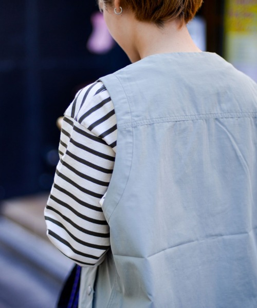 Snow Peak（スノーピーク）の「Heavy Cotton Border Long Sleeve T-Shirt ボーダーTシャツ（Tシャツ/カットソー・メンズ・ブルー/グリーン/チャコールグレー・1/XL/L/M/S）」の17枚目の写真