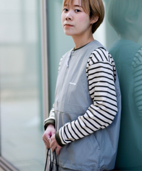 Snow Peak（スノーピーク）の「Heavy Cotton Border Long Sleeve T-Shirt ボーダーTシャツ（Tシャツ/カットソー・メンズ・ブルー/グリーン/チャコールグレー・1/XL/L/M/S）」の15枚目の写真