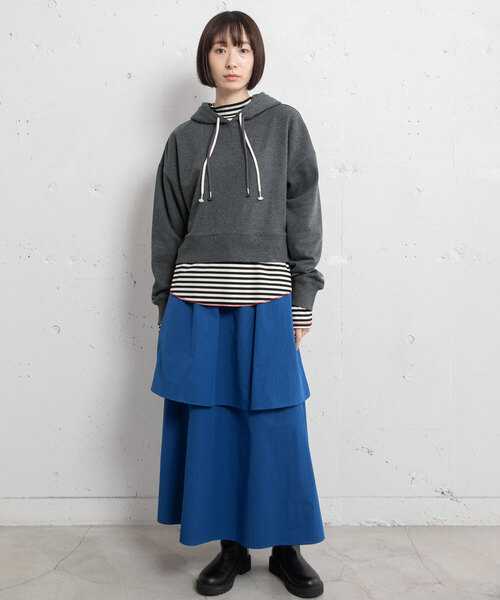 POU DOU DOU(プードゥドゥ)の「2段ティアードスカート(スカート・レディース・ダークグレー/ブルー/オフホワイト・M)」の7枚目の写真