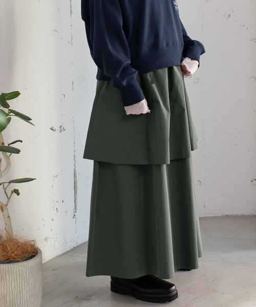 POU DOU DOU(プードゥドゥ)の「2段ティアードスカート(スカート・レディース・ダークグレー/ブルー/オフホワイト・M)」の12枚目の写真