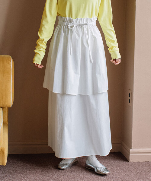 POU DOU DOU(プードゥドゥ)の「2段ティアードスカート(スカート・レディース・ダークグレー/ブルー/オフホワイト・M)」の18枚目の写真