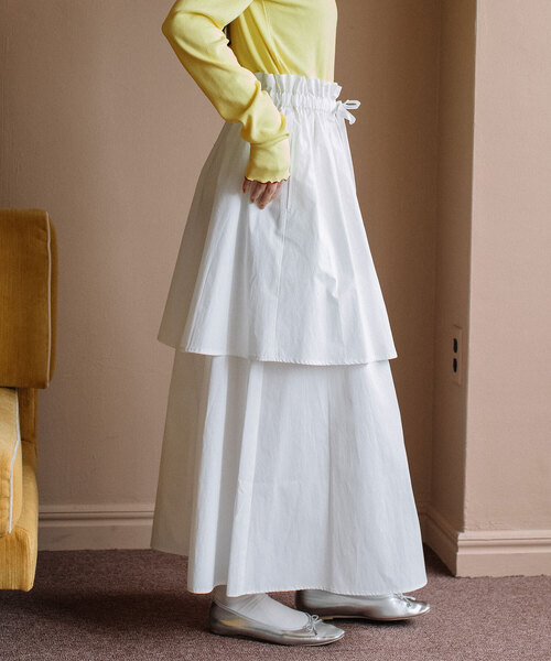 POU DOU DOU(プードゥドゥ)の「2段ティアードスカート(スカート・レディース・ダークグレー/ブルー/オフホワイト・M)」の19枚目の写真