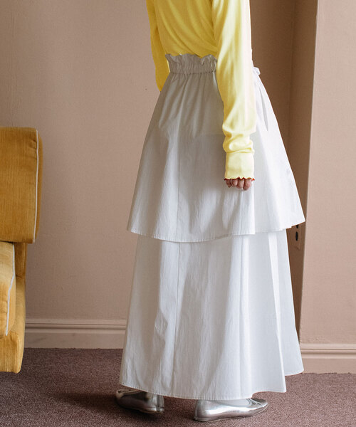 POU DOU DOU(プードゥドゥ)の「2段ティアードスカート(スカート・レディース・ダークグレー/ブルー/オフホワイト・M)」の20枚目の写真