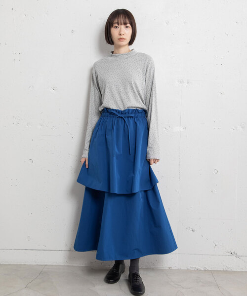 POU DOU DOU(プードゥドゥ)の「2段ティアードスカート(スカート・レディース・ダークグレー/ブルー/オフホワイト・M)」の21枚目の写真