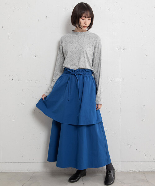 POU DOU DOU(プードゥドゥ)の「2段ティアードスカート(スカート・レディース・ダークグレー/ブルー/オフホワイト・M)」の22枚目の写真