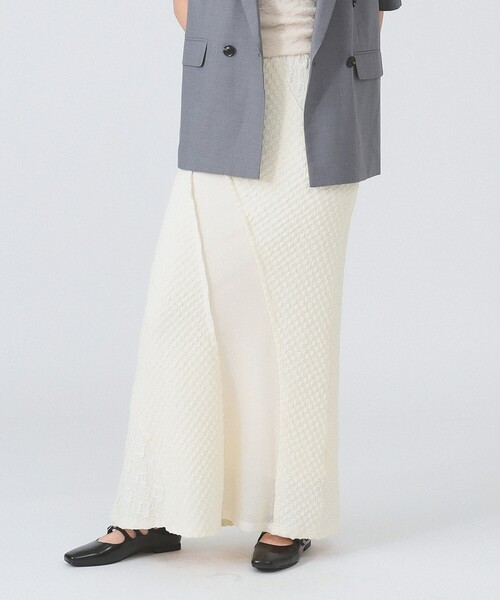 Ray BEAMS（レイビームス）の「ジャカード メッシュ キリカエ スカート（スカート・レディース・ブラック/アイボリー・ONE SIZE）」の4枚目の写真