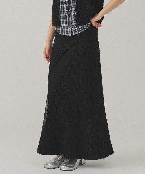 Ray BEAMS（レイビームス）の「ジャカード メッシュ キリカエ スカート（スカート・レディース・ブラック/アイボリー・ONE SIZE）」の5枚目の写真