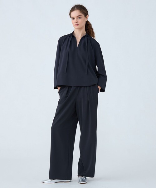 美品✨25ss ボールジィー 2wayストレッチ タイ付きスタンドカラーブラウス 美品✨25ss ボールジィー 2wayストレッチ タイ付きスタンド