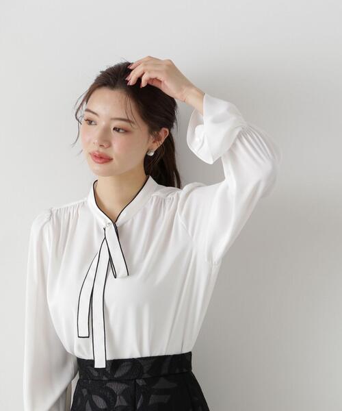 PROPORTION BODY DRESSING(プロポーションボディドレッシング)の「ボウタイブラウス / 1215110302(シャツ/ブラウス・レディース・ホワイト系その他/ピンク/ネイビー・SMALL/MEDIUM)」の2枚目の写真