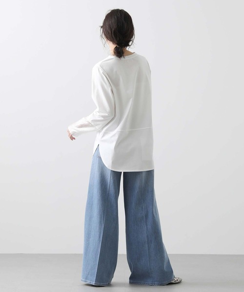 Gready Brilliant（グレディブリリアン）の「袖シアー切替カットソー（ノーカラージャケット・レディース・オフホワイト・38）」の4枚目の写真