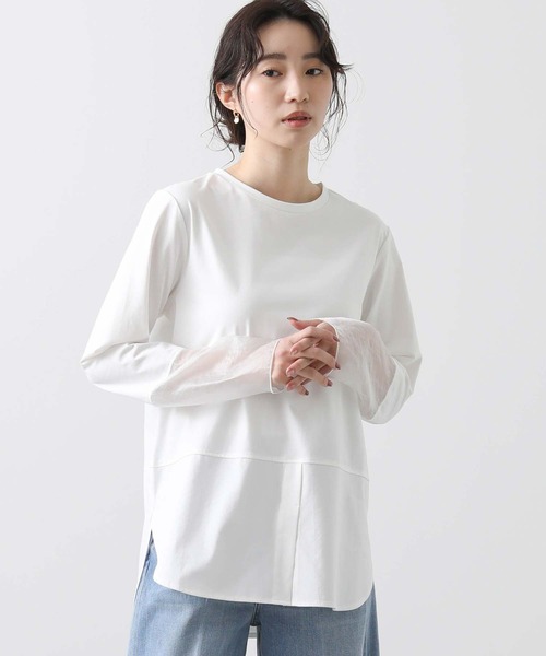 Gready Brilliant（グレディブリリアン）の「袖シアー切替カットソー（ノーカラージャケット・レディース・オフホワイト・38）」の7枚目の写真