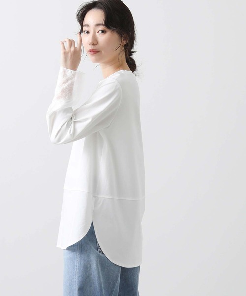 Gready Brilliant（グレディブリリアン）の「袖シアー切替カットソー（ノーカラージャケット・レディース・オフホワイト・38）」の8枚目の写真