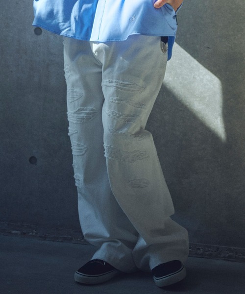 ADAM PATEK(アダムパテック)の「ADAMPATEK/destroy wide denim/デストロイワイドデニムパンツ(デニムパンツ・メンズ・ホワイト/ライトインディゴブルー/ダークインディゴブルー/ブラック・1/2)」の14枚目の写真
