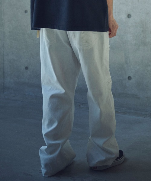 ADAM PATEK(アダムパテック)の「ADAMPATEK/destroy wide denim/デストロイワイドデニムパンツ(デニムパンツ・メンズ・ホワイト/ライトインディゴブルー/ダークインディゴブルー/ブラック・1/2)」の15枚目の写真
