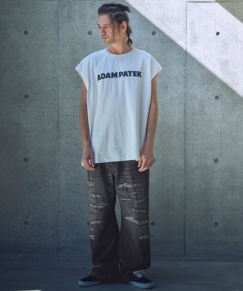 ADAM PATEK(アダムパテック)の「ADAMPATEK/destroy wide denim/デストロイワイドデニムパンツ(デニムパンツ・メンズ・ホワイト/ライトインディゴブルー/ダークインディゴブルー/ブラック・1/2)」の20枚目の写真