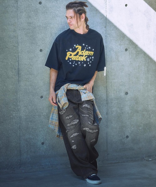 ADAM PATEK(アダムパテック)の「ADAMPATEK/destroy wide denim/デストロイワイドデニムパンツ(デニムパンツ・メンズ・ホワイト/ライトインディゴブルー/ダークインディゴブルー/ブラック・1/2)」の8枚目の写真