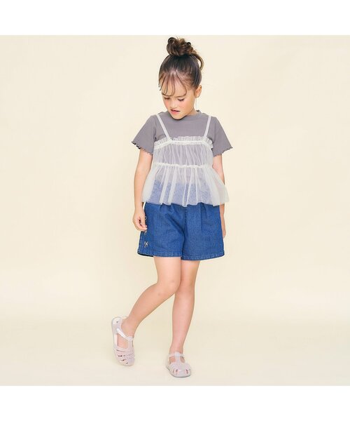 Seraph（セラフ）の「【ジュニア対応】ベーシックリブインナー半袖Tシャツ（Tシャツ/カットソー・キッズ・グレー/オフホワイト/ピンク・100/110/80/130/140/90/120）」の4枚目の写真