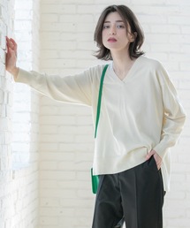 OPAQUE.CLIP | リラクシーVネックニット/オーガニックコツトン混【洗濯機洗い可/UVケア】(ニット/セーター)