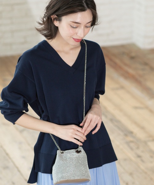 OPAQUE.CLIP（オペークドットクリップ）の「リラクシーVネックニット/オーガニックコツトン混【UV/洗濯機洗い可】（ニット/セーター・レディース・オフホワイト/ピンク系/ネイビー/ライトグレー・42/40/38/36）」の11枚目の写真