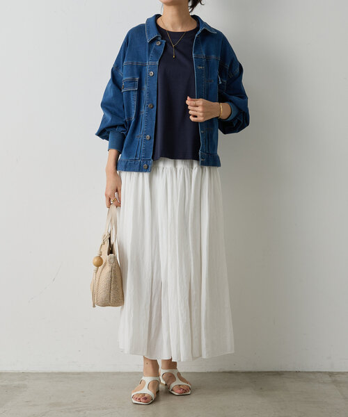 BEARDSLEY（ビアズリー）の「スクエアTee（Tシャツ/カットソー・レディース・ホワイト/ライトグレー/ネイビー・FREE）」の10枚目の写真