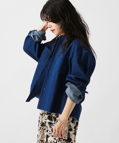 JOURNAL STANDARD relume（ジャーナルスタンダード　レリューム）の「【ZOZO限定】DENIM クロップドL/S（シャツ/ブラウス・メンズ・ネイビー/ブルー/ブラック・XS/S/M/L/XL）」の3枚目の写真