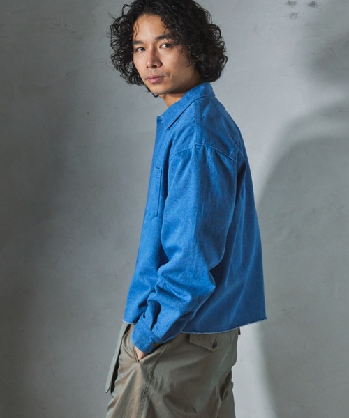JOURNAL STANDARD relume（ジャーナルスタンダード　レリューム）の「【ZOZO限定】DENIM クロップドL/S（シャツ/ブラウス・メンズ・ネイビー/ブルー/ブラック・XS/S/M/L/XL）」の16枚目の写真