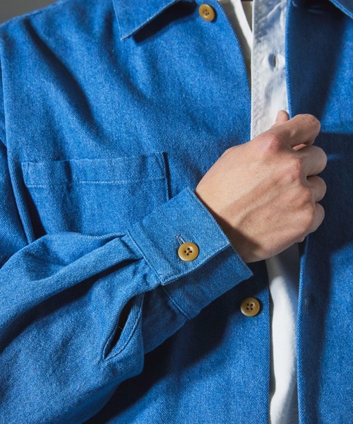 JOURNAL STANDARD relume（ジャーナルスタンダード　レリューム）の「【ZOZO限定】DENIM クロップドL/S（シャツ/ブラウス・メンズ・ネイビー/ブルー/ブラック・XS/S/M/L/XL）」の21枚目の写真