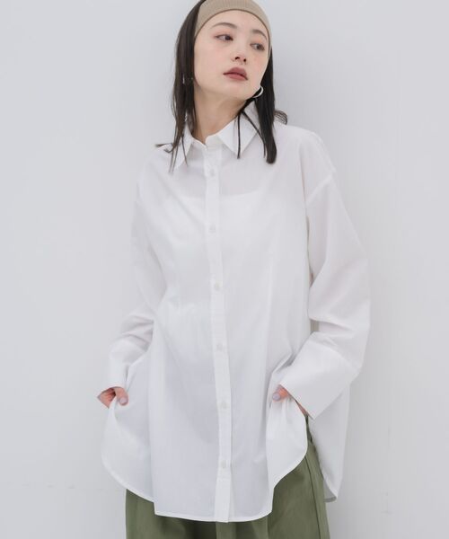 kivi(キヴィ)の「Bigcuffs long shirts(シャツ/ブラウス・レディース・ホワイト系その他/オフホワイト/ブルー・FREE)」の1枚目の写真
