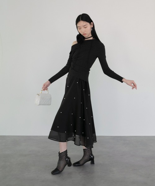 セール】【LEJA】アシンメトリーサイドギャザーワンショルダー