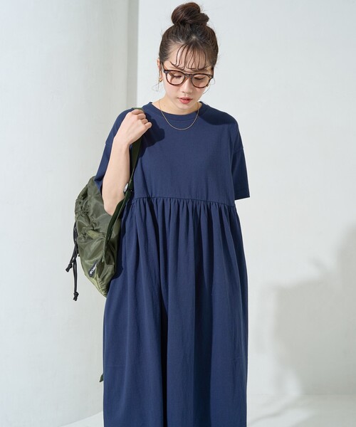 ハンドメイド　ウエストギャザーワンピース セール】限定展開 ウエスト ギャザー 切り替え ワンピース