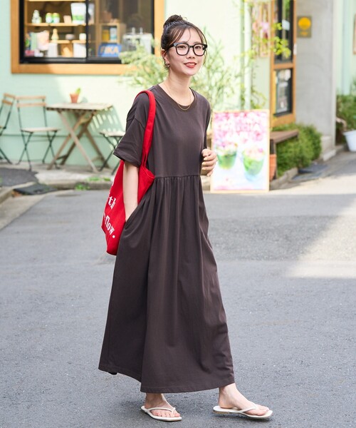 専用　新品　pot and tea ウエストギャザー　ワンピース pot and tea | 薄手ローンウェストギャザーOP 黒・グレー・ピンク