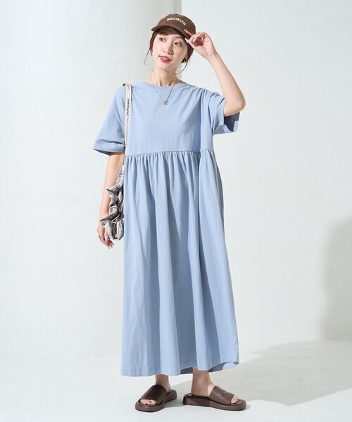 FREAK'S STORE（フリークスストア）の「限定展開　ウエスト ギャザー 切り替え ワンピース（ワンピース・レディース・ネイビー/レッド/ブラウン/オリーブ/サックスブルー/ブラック/オフホワイト/グレー・MEDIUM/SMALL）」の17枚目の写真