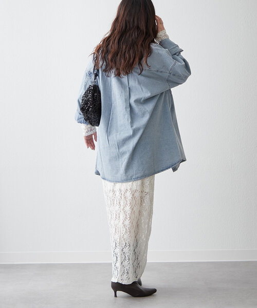 buoy buoy デニムブルー 大きな襟 ブラウス buoy buoy デニムブルー 大きな襟 ブラウス
