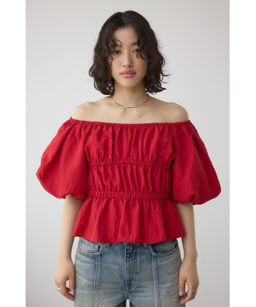 AZUL by moussy（アズールバイマウジー）の「パフショルダー2WAYブラウス（シャツ/ブラウス・レディース・ブラック/アイボリー/レッド・FREE）」の14枚目の写真