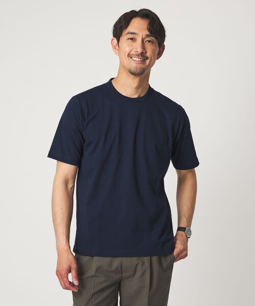 green label relaxing（グリーンレーベルリラクシング）の「【WEB限定】JUST fit ジャケイン T 半袖 Tシャツ カットソー -吸水速乾・抗菌-（Tシャツ/カットソー・メンズ・ライトグレー/ホワイト/ネイビー/モカ/ブラック/ターコイズブルー系・M/S/L/XL）」の5枚目の写真