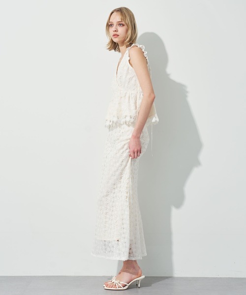 ME COUTURE（ミークチュール）の「ケミカルレースマーメイドスカート（スカート・レディース・ラベンダー/オフホワイト・0/1）」の4枚目の写真