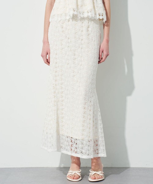 ME COUTURE（ミークチュール）の「ケミカルレースマーメイドスカート（スカート・レディース・ラベンダー/オフホワイト・0/1）」の6枚目の写真