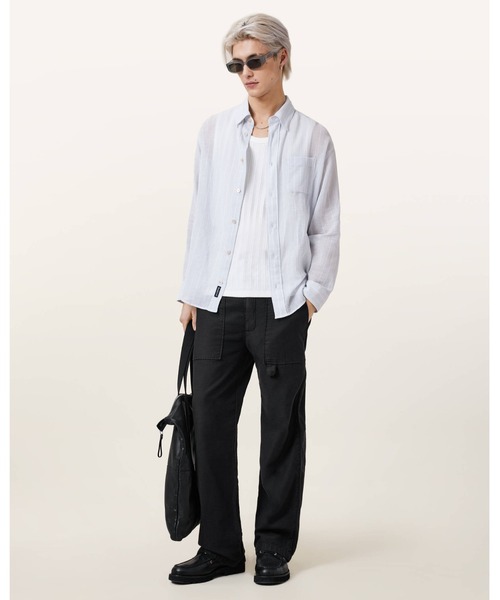 ALLSAINTS（オールセインツ）の「HOLME LONG SLEEVE OVERSIZED SHIRT | HOLME 長袖 オーバーサイズ シャツ（シャツ/ブラウス・メンズ・ブルー系その他・L/XS/S/M/XL）」の2枚目の写真