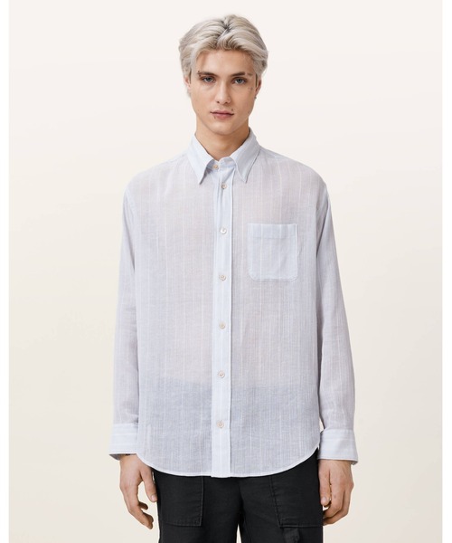 ALLSAINTS（オールセインツ）の「HOLME LONG SLEEVE OVERSIZED SHIRT | HOLME 長袖 オーバーサイズ シャツ（シャツ/ブラウス・メンズ・ブルー系その他・L/XS/S/M/XL）」の4枚目の写真