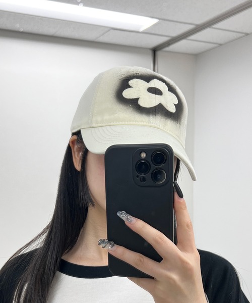 Figments（フィグメンツ）の「フェードフラワーCAP（キャップ・レディース・ブラック/ホワイト・FREE）」の8枚目の写真