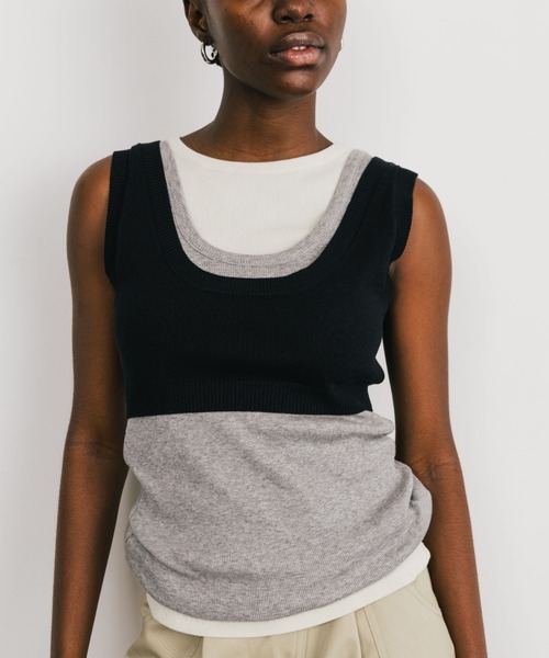 CREDONA(クレドナ)の「THE LAYERED TANK/レイヤードタンク(タンクトップ・レディース・グレー/チャコールグレー/ブラック/バーガンディー/ネイビー・FREE)」の20枚目の写真