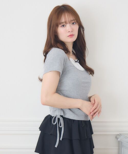 ems excite（エムズエキサイト）の「ドロスト切替CT（Tシャツ/カットソー・レディース・ブルー/ホワイト系その他/ダークグレー・FREE）」の21枚目の写真