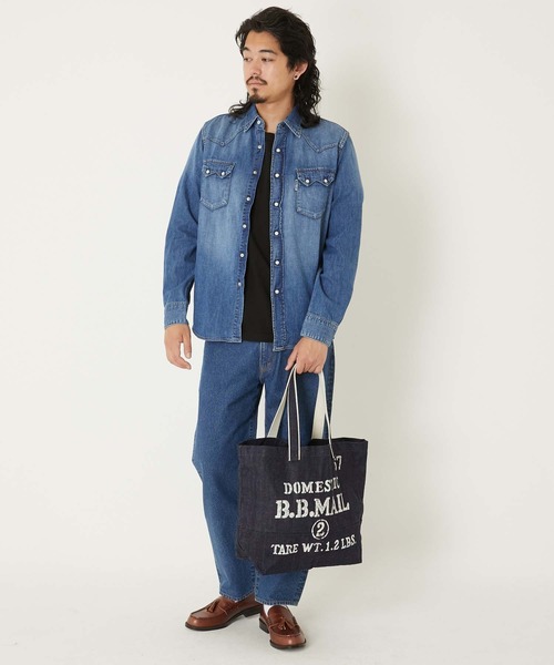 HOLLYWOOD RANCH MARKET（ハリウッドランチマーケット）の「スーピマセルビッチデニム B.B.MAIL トートバッグ（トートバッグ・メンズ・インディゴブルー・ONE SIZE）」の9枚目の写真